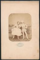 cca 1865-1880 Testvérpár fotója, Veress Ferenc kolozsvári műterméből, fotó kartonon, 11x9 cm