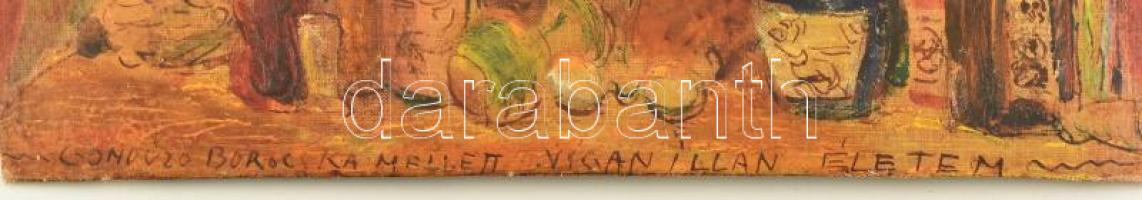 Jelzés nélkül, XX. sz. eleje: Gondűző borocska.... Olaj, vászon, kartonon. Kissé sérült.18,5x25 cm