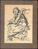 Perlmutter Izsák (1866-1932): Női portré. Ofszet, papír, jelzett a nyomaton. Az 1925-ben megjelent Alexander Bernát albumból. Megjelent 200 példányban. 30x22 cm
