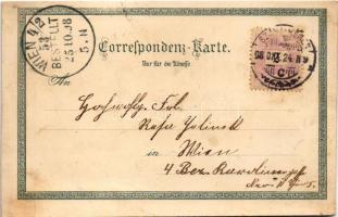 1898 (Vorläufer) Szászrégen, Reghin; Gymnasial-Gebäude, Marktplatz, Detail der Promenade, Evang. Kir...