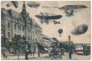 1910 Szatmárnémeti, Szatmár, Satu Mare; a jövőben montázs. B.J.B. 769. / in the future montage (fl)