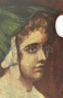 Ligatúrás jelzéssel: Díszpaletta 1882. Két oldalú. Egyik oldalán, Hölgy portréja, olaj. Másik oldalá...