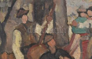 Burány Nándor (1893 - 1965): Sürülj, sürülj! Olaj, karton falemezre kasírozva, jelzve jobbra fent: N...