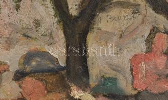 Burány Nándor (1893 - 1965): Sürülj, sürülj! Olaj, karton falemezre kasírozva, jelzve jobbra fent: N...