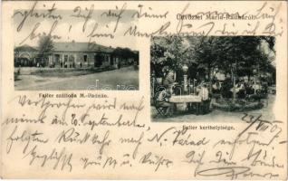 1907 Máriaradna, Radna (Lippa, Lipova); Faller szálloda, étterem, kerthelyiség vendégekkel és pincérekkel / hotel and restaurant, garden with guests and waiters (EK)