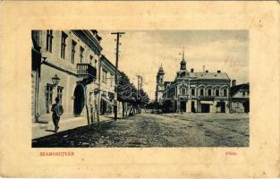 1910 Szamosújvár, Gherla; Fő tér, Sahin Kristóf üzlete, Royal kávéház. W.L. Bp. 7035. Haragay Márton kiadása / main square, shops, café (kis szakadás / small tear)