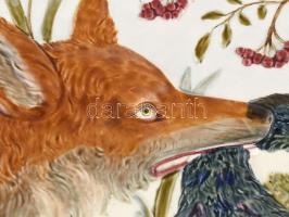 Josef Steidl Znaim antik, vadász, fajansz fali dísztál, vadászó róka motívummal. Kézzel festett, jel...