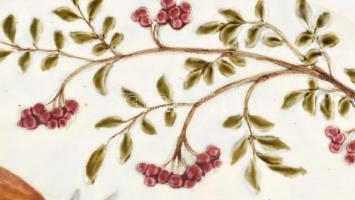 Josef Steidl Znaim antik, vadász, fajansz fali dísztál, vadászó róka motívummal. Kézzel festett, jel...