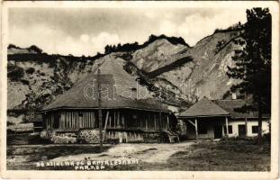 1943 Parajd, Praid; Sósziklák és bánya lejárat, sóbánya. Kiss fényképész kiadása / salt mine, salt rocks (fl)