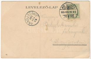 1905 Kolozsvár, Cluj; Kossuth Lajos utca, templom, üzletek / street view, church, shops (ázott / wet...