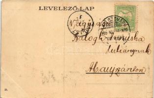 1905 Kolozsvár, Cluj; Deák Ferenc utca, üzletek, lovaskocsik / street view, shops, horse-drawn carri...