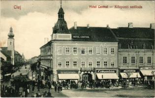 1928 Kolozsvár, Cluj; Központi szálloda, S. Kupás, Columbia, Bernát és Eugen Layda üzlete / Hotel Central, shops (EK)