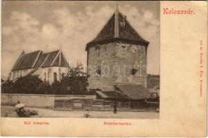 Kolozsvár, Cluj; Református templom, Bethlen bástya. Kováts P. Fiai 101. sz. / Calvinist church, bastion tower (EK)