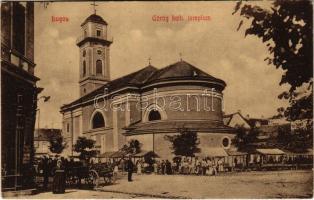 1915 Lugos, Lugoj; Görögkatolikus templom, piac. Sziklai Lajos kiadása / Greek Catholic church, market