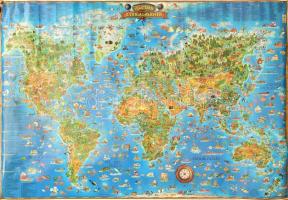 Világ térkép gyerekeknek magyar felirattal. 100x120 cm