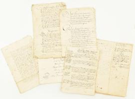 1610-1696 10 db kézzel írt francia nyelvű okmány és levél. Több oldalasak / Antique French manuscripts