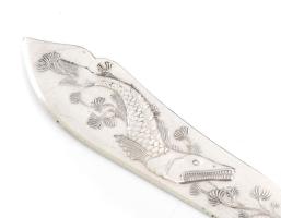 Berndorf alpakka díszített hat személyes halas evőeszköz készlet, díszdobozban. Jelzett