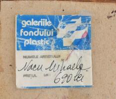 Mihaela Nacu (1952-2021): Női szent. Üvegikon, kézzel festett. Jelzett a hátoldalán. 22x16 cm. Faker...