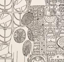 Kozma Lajos (1884-1948): Kerítésen át. Cinkográfia, papír, jelzett a cinkográfián, paszpartuban, 20x...