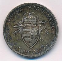 1938. 5P Ag "Szent István" T:1- patina Adamo P8.1