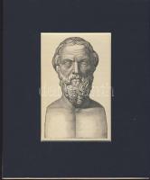 cca 1850 Hérodotosz acélmetszet karton-paszpartu (16,5 x 13,5cm)