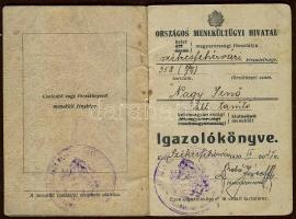 1920 Orsz. Menekültügyi Hivatal kitöltött igazolókönyv