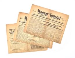 1956 3 db forradalmi újság: Magyar Nemzet XIX. évf. 254. és 255. sz., 1956. okt. 31. - nov. 1. + Magyar Honvéd I. évf. 3. sz., 1956. nov. 1. Vegyes állapotban.