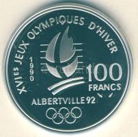 Franciaország 1990. 100Fr Ag "Téli olimpia-bobozás" T:PP