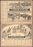 cca 1930 7 db Pataki féle órarend, némelyik széle kissé szakadt, 21x30 és 32x26 cm között