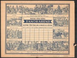 cca 1930 7 db Pataki féle órarend, némelyik széle kissé szakadt, 21x30 és 32x26 cm között