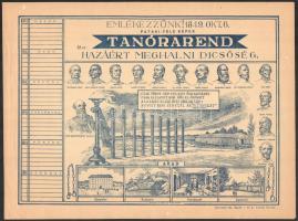 cca 1930 7 db Pataki féle órarend, némelyik széle kissé szakadt, 21x30 és 32x26 cm között