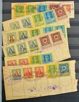 1868-1950 Több száz darab okmánybélyeg 16 lapos A4-es Lindner berakóban, közte sok klasszikus és vár...