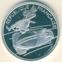 Franciaország 1990. 100Fr Ag "Téli olimpia-bobozás" T:PP
