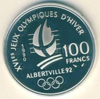 Franciaország 1990. 100Fr Ag "Téli olimpia-szabadstílusú sí" T:PP
