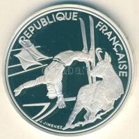 Franciaország 1990. 100Fr Ag "Téli olimpia-szabadstílusú sí" T:PP