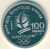 Franciaország 1990. 100Fr Ag "Téli olimpia-gyorskorcsolya" T:PP