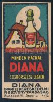cca 1910-1930 Diana sósborszesz számolócédula, Bruchsteiner és Fia-ny., apró sérüléssel