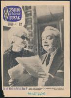 Ruttkai Éva, Váradi Hédi, Pap Éva, Felföldi Anikó, Demjén Gyöngyvér aláírásai őket ábrázoló újságkiv...