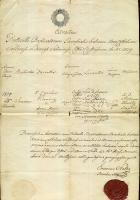 1829 Keresztelési anyakönyvi kivonat 15 kr szignettával, viaszpecséttel