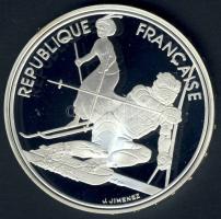 Franciaország 1990. 100Fr Ag "Téli olimpia-szlalom sí" T:PP