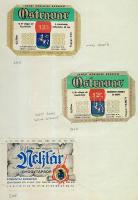 136 darabos főként magyar sörcímke gyűjtemény szépen feldolgozva / 101 mostly Hungarian beer-labels