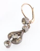 Arany (Au/9k) strassz köves antik ékszer szett, 3 db-os, gyűrű és fülbevalópár. Jelzett, össz. brutt...