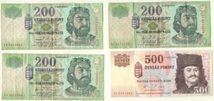 1998-2007. 200Ft (9db, 6xklf évjárat) + 2006. 500Ft "EC" "1956-os forradalom" T:...