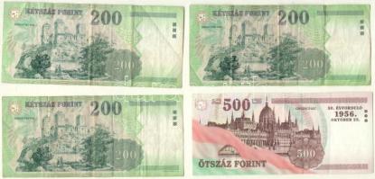 1998-2007. 200Ft (9db, 6xklf évjárat) + 2006. 500Ft "EC" "1956-os forradalom" T:...