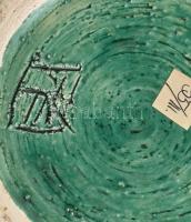 Gyerekrajzos váza, mázas kerámia, kézzel festett, jelzett, hibátlan, m: 20 cm