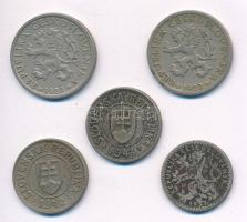 Csehszlovákia / Szlovákia 1922. 1K Cu-Ni (2x) + 1933. 25h Cu-Ni + 1941-1942. 1K Cu-Ni (2xklf) T:2,2-...