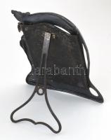 Szecessiós ón asztali képkeret, jelzett, XX. sz. eleje, sérült (lány feje felett szétvált) külső mér...