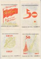 1917-1967 Világ Proletárjai Egyesüljetek! - 4 db modern kommunista propaganda képeslap / Workers of the world, unite! - 4 modern communist propaganda postcards