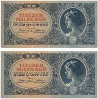 1946. 10.000MP (4x) egy kihagyással sorszámkövetők "A 141 069558 - A 141 069562" T:II Adam...