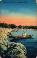 Malinska, Malinsca (Krk, Veglia); Kupaliste Haludov / fürdő, evezős csónak / spa, beach, rowing boat (EM)